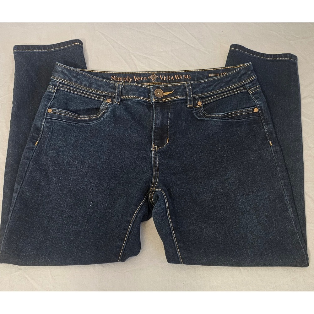 Vera Wang Simply Vera Skinny Ankle Jeans Women's Size 8 Dark Wash L194